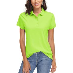 imageTACVASEN Womens Golf Polo Shirts Short Sleeve UPF 50 Sun Protection Golf Shirts for Women Quick Dry Collared PolosBright Green