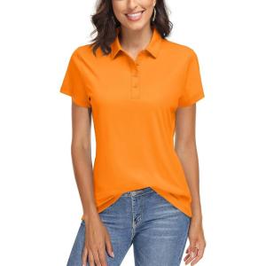 imageTACVASEN Womens Golf Polo Shirts Short Sleeve UPF 50 Sun Protection Golf Shirts for Women Quick Dry Collared PolosBright Orange