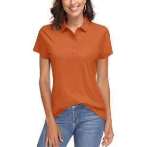 imageTACVASEN Womens Golf Polo Shirts Short Sleeve UPF 50 Sun Protection Golf Shirts for Women Quick Dry Collared PolosDark Orange
