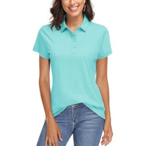 imageTACVASEN Womens Golf Polo Shirts Short Sleeve UPF 50 Sun Protection Golf Shirts for Women Quick Dry Collared PolosLight Lake Blue