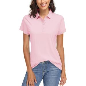 imageTACVASEN Womens Golf Polo Shirts Short Sleeve UPF 50 Sun Protection Golf Shirts for Women Quick Dry Collared PolosLight Pink
