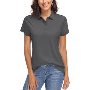 imageTACVASEN Womens Golf Polo Shirts Short Sleeve UPF 50 Sun Protection Golf Shirts for Women Quick Dry Collared PolosSea Grey