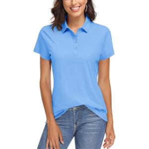 imageTACVASEN Womens Golf Polo Shirts Short Sleeve UPF 50 Sun Protection Golf Shirts for Women Quick Dry Collared PolosWaterfall Blue