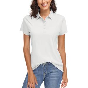 imageTACVASEN Womens Golf Polo Shirts Short Sleeve UPF 50 Sun Protection Golf Shirts for Women Quick Dry Collared PolosWhite