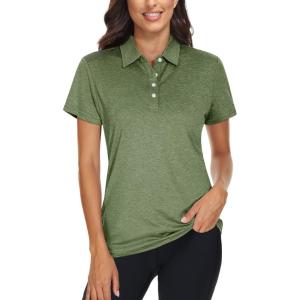 imageTACVASEN Womens Golf Shirt Polo Shirts for Women Collar Shirt Short Sleeve Quick Dry Womens Polo Shirts for Work Tennis GolfAgreen