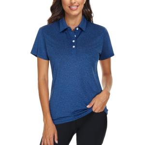 imageTACVASEN Womens Golf Shirt Polo Shirts for Women Collar Shirt Short Sleeve Quick Dry Womens Polo Shirts for Work Tennis GolfBlue