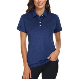 imageTACVASEN Womens Golf Shirt Polo Shirts for Women Collar Shirt Short Sleeve Quick Dry Womens Polo Shirts for Work Tennis GolfDark Blue