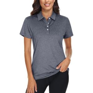 imageTACVASEN Womens Golf Shirt Polo Shirts for Women Collar Shirt Short Sleeve Quick Dry Womens Polo Shirts for Work Tennis GolfDark Gray
