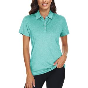 imageTACVASEN Womens Golf Shirt Polo Shirts for Women Collar Shirt Short Sleeve Quick Dry Womens Polo Shirts for Work Tennis GolfLight Green
