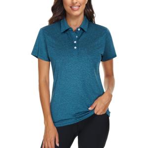 imageTACVASEN Womens Golf Shirt Polo Shirts for Women Collar Shirt Short Sleeve Quick Dry Womens Polo Shirts for Work Tennis GolfMblue