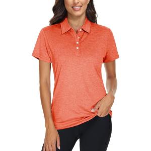 imageTACVASEN Womens Golf Shirt Polo Shirts for Women Collar Shirt Short Sleeve Quick Dry Womens Polo Shirts for Work Tennis GolfOrange