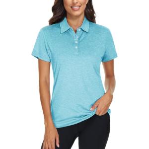 imageTACVASEN Womens Golf Shirt Polo Shirts for Women Collar Shirt Short Sleeve Quick Dry Womens Polo Shirts for Work Tennis GolfWater Blue