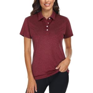 imageTACVASEN Womens Golf Shirt Polo Shirts for Women Collar Shirt Short Sleeve Quick Dry Womens Polo Shirts for Work Tennis GolfWine Red