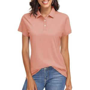 imageTACVASEN Womens Polo Shirts UPF 50 Sun Protection Golf Shirt Short Sleeve Quick Dry 3Button Collared Tops LightweightApricot