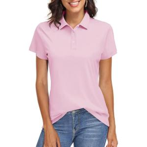 imageTACVASEN Womens Polo Shirts UPF 50 Sun Protection Golf Shirt Short Sleeve Quick Dry 3Button Collared Tops LightweightLight Pink