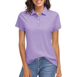 imageTACVASEN Womens Polo Shirts UPF 50 Sun Protection Golf Shirt Short Sleeve Quick Dry 3Button Collared Tops LightweightLight Purple