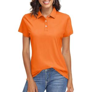 imageTACVASEN Womens Polo Shirts UPF 50 Sun Protection Golf Shirt Short Sleeve Quick Dry 3Button Collared Tops LightweightOrange