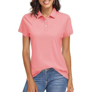 imageTACVASEN Womens Polo Shirts UPF 50 Sun Protection Golf Shirt Short Sleeve Quick Dry 3Button Collared Tops LightweightPink