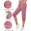imageTACVASEN Womens Hiking Pants Cargo Capris Lightweight Water Resistant Quick Dry Casual Joggers Outdoor Zipper PocketsGrey Pink