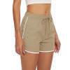 imageTACVASEN Womens Hiking Shorts with Pockets Quick Dry Lightweight Outdoor Running Shorts Breathable Active SportsKhaki