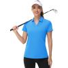 imageTACVASEN Womens VNeck Polo Shirts UPF 50 Short Sleeve Sun Protection Quick Dry Golf Polos Collared ShirtAzure