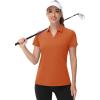 imageTACVASEN Womens VNeck Polo Shirts UPF 50 Short Sleeve Sun Protection Quick Dry Golf Polos Collared ShirtDark Orange