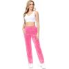 imageTACVASEN Womens Velour Pants Soft Velvet Sweatpants Warm Straight Leg Athletic Track Casual Lounge Joggers with PocketsFluorescent Pink