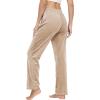 imageTACVASEN Womens Velour Pants Soft Velvet Sweatpants Warm Straight Leg Athletic Track Casual Lounge Joggers with PocketsLight Brown