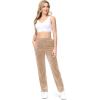 imageTACVASEN Womens Velour Pants Soft Velvet Sweatpants Warm Straight Leg Athletic Track Casual Lounge Joggers with PocketsLight Brown
