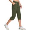 imageTACVASEN Womens Hiking Pants Cargo Capris Lightweight Water Resistant Quick Dry Casual Joggers Outdoor Zipper PocketsArmy Green