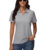 imageTACVASEN Womens Polo Shirts V Neck Short Sleeve Collared Golf Shirt Wicking Lightweight Casual Polos TopsLight Gray