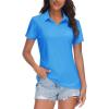 imageTACVASEN Womens VNeck Polo Shirts UPF 50 Short Sleeve Sun Protection Quick Dry Golf Polos Collared ShirtAzure