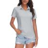 imageTACVASEN Womens VNeck Polo Shirts UPF 50 Short Sleeve Sun Protection Quick Dry Golf Polos Collared ShirtLight Grey