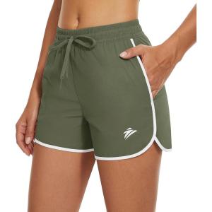 imageTACVASEN Womens Hiking Shorts with Pockets Quick Dry Lightweight Outdoor Running Shorts Breathable Active SportsAgreen