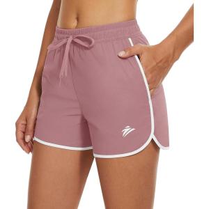 imageTACVASEN Womens Hiking Shorts with Pockets Quick Dry Lightweight Outdoor Running Shorts Breathable Active SportsGrey Pink