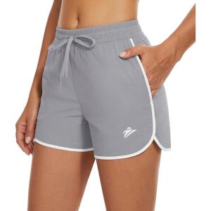 imageTACVASEN Womens Hiking Shorts with Pockets Quick Dry Lightweight Outdoor Running Shorts Breathable Active SportsLight Gray