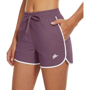 imageTACVASEN Womens Hiking Shorts with Pockets Quick Dry Lightweight Outdoor Running Shorts Breathable Active SportsPurple Red