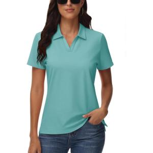 imageTACVASEN Womens Polo Shirts V Neck Short Sleeve Collared Golf Shirt Wicking Lightweight Casual Polos TopsGraygreen