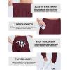imageTACVASEN Womens Joggers Running Sweatpants with Zipper Pockets Athletic Tapered Pants for WorkoutWine Red
