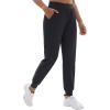 imageTACVASEN Womens Joggers Running Sweatpants with Zipper Pockets Athletic Tapered Pants for WorkoutBlack