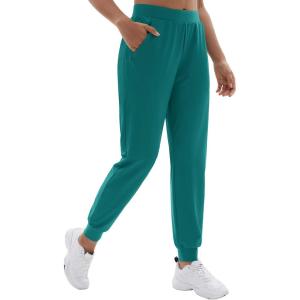imageTACVASEN Womens Joggers Running Sweatpants with Zipper Pockets Athletic Tapered Pants for WorkoutEgreen