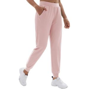 imageTACVASEN Womens Joggers Running Sweatpants with Zipper Pockets Athletic Tapered Pants for WorkoutPink