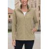 imageTACVASEN Womens Full Zip Fleece Jacket Lightweight Jacket Womens Winter Warm Coats with 2 Zipper PocketsKhaki