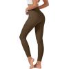 imageTACVASEN Womens Leggings with Pockets Tummy Control Workout High Waisted Athletic Buttery Soft Yoga Ankle Pants 25Dark Brown