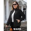 imageTACVASEN Womens Puffer Jacket Quilted Lightweight Stand Collar Zip Up Alternative Down Coat Warm Winter with 4 PocketsBlack