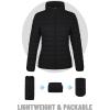 imageTACVASEN Womens Puffer Jacket Quilted Lightweight Stand Collar Zip Up Alternative Down Coat Warm Winter with 4 PocketsBlack