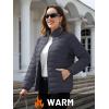imageTACVASEN Womens Puffer Jacket Quilted Lightweight Stand Collar Zip Up Alternative Down Coat Warm Winter with 4 PocketsDark Grey