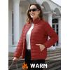 imageTACVASEN Womens Puffer Jacket Quilted Lightweight Stand Collar Zip Up Alternative Down Coat Warm Winter with 4 PocketsDark Orange