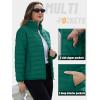 imageTACVASEN Womens Puffer Jacket Quilted Lightweight Stand Collar Zip Up Alternative Down Coat Warm Winter with 4 PocketsEmerald Green