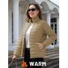 imageTACVASEN Womens Puffer Jacket Quilted Lightweight Stand Collar Zip Up Alternative Down Coat Warm Winter with 4 PocketsKhaki